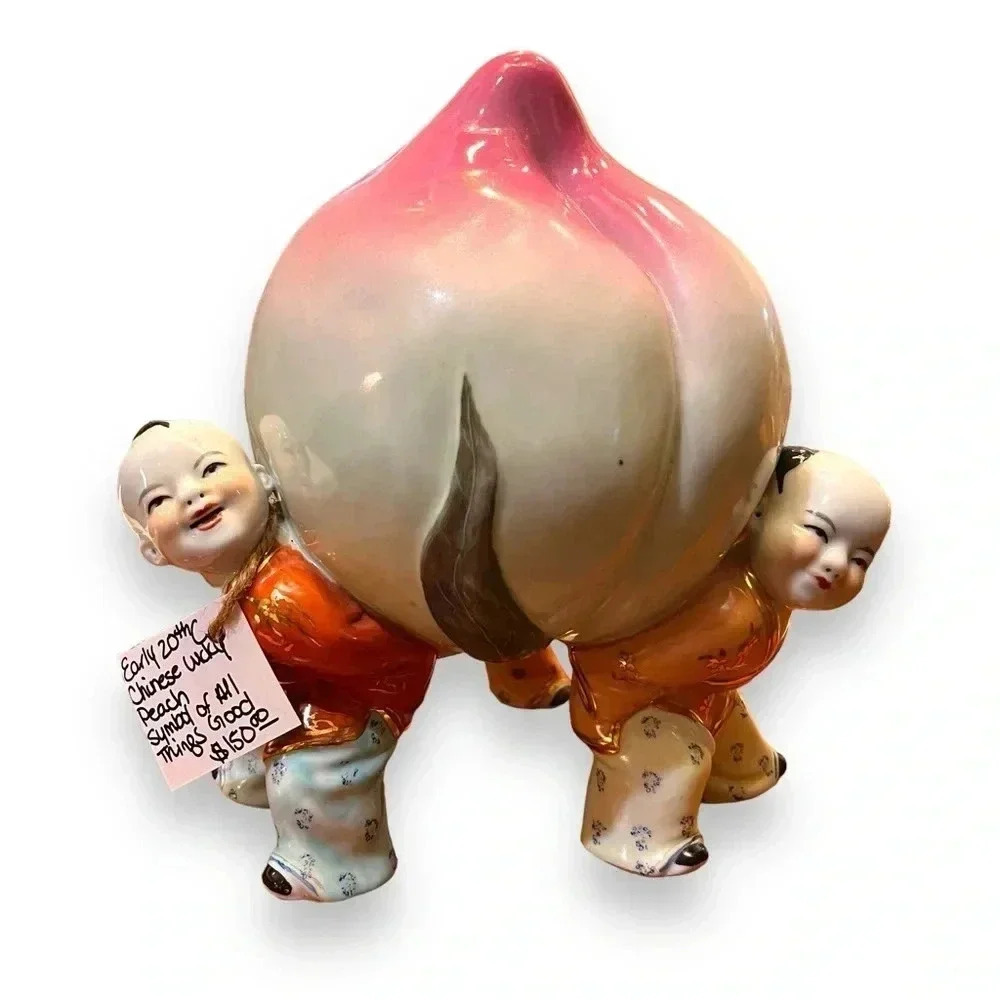 ‘All Things Good’ 20th Century Peach Chinese Figurine